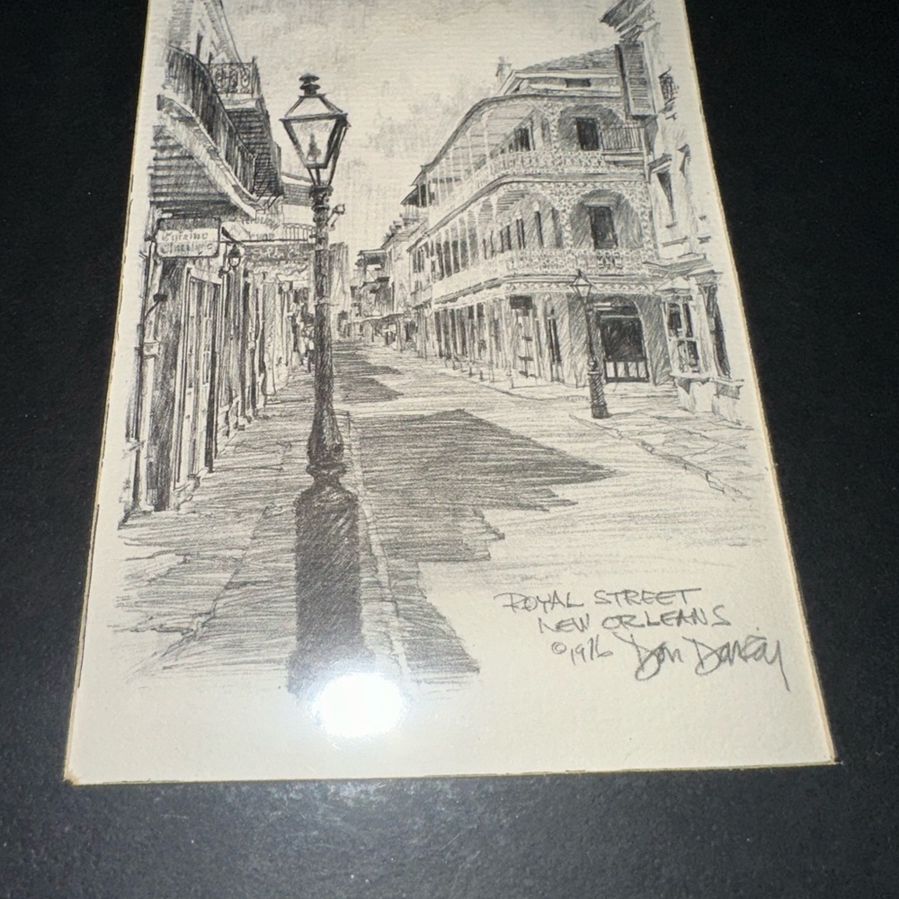Vintage 1976 John Dailey Original Pen and Ink Drawings New Orleans (Signed pair) - Picture 3 of 3